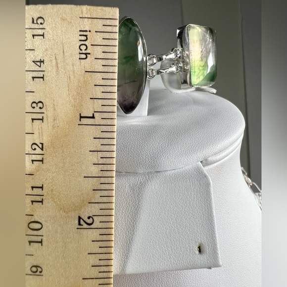 Fluorite Large 925 Gemstone Necklace & Bracelet Sst - Picture 7 of 10